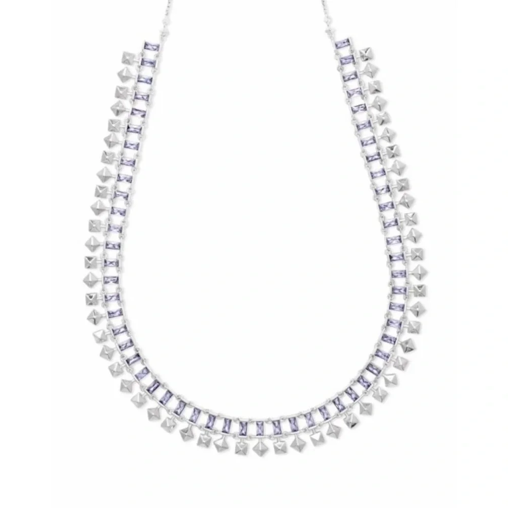 Kendra Scott Oscar Necklace silver lilac purple stones crystal jewelry